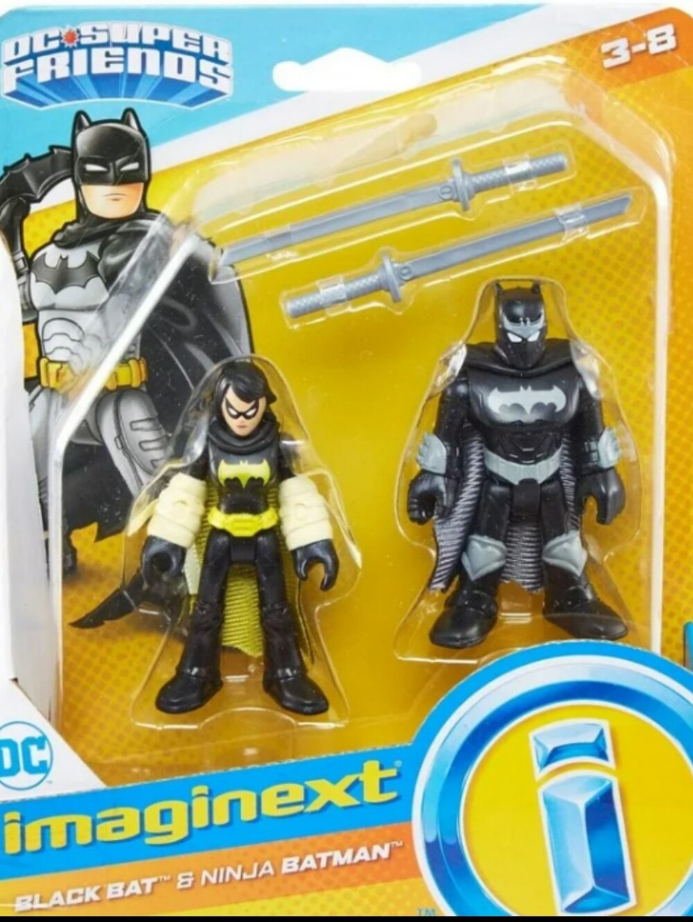 Fisher-Price Imaginext Black and Yellow Bat Duo Action Figures with Swords
